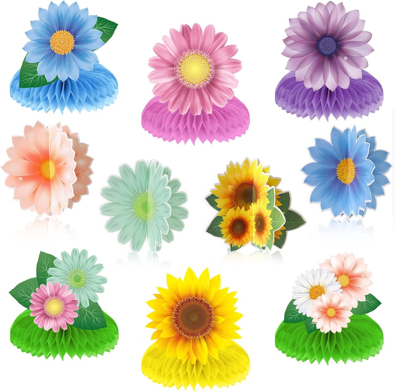 10-Piece Sunflower Honeycomb Centerpiece Set – Table Toppers for Spring, Summer, Autumn Birthday Parties, Classroom, Office & Holiday Decorations